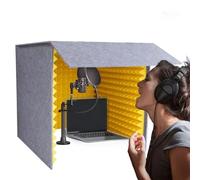 Cabina de grabación portátil, sala aislamiento, cubierta insonorizada escritorio podcasts estudios música, reducción ruido casa cabina sonido fabricación propia(yellow,23.62IN)