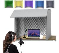 Cabina de grabación Vocal portátil con Cubierta insonorizada de Escritorio, Caja de Cabina de Sonido de fabricación Propia, Espuma Absorbente de Alta Densidad para filtrar la Voz. Grey-60 * 60