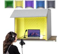 Cabina de grabación Vocal portátil con Cubierta insonorizada de Escritorio, Caja de Cabina de Sonido de fabricación Propia, Espuma Absorbente de Alta Densidad para filtrar la Voz. Yellow-80 * 80