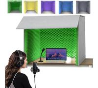 Cabina de grabación Vocal portátil con Cubierta insonorizada de Escritorio, Caja de Cabina de Sonido de fabricación Propia, Espuma Absorbente de Alta Densidad para filtrar la Voz. Green-60 * 60
