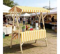Cabina de madera portátil del mercado, carro plegable del vendedor con el toldo, estante de exhibición resistente para las ferias de artesanía, mercados de pulgas, mercados nocturnos y puestos de comi