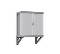 Cabina de pared Terry Rolling Space, armario de pared con dos puertas correderas, exterior e interior, 2 estantes interiores ajustables, gris, de plástico reciclado, dimensiones: 59 x 36 x 59 cm
