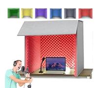 Cabina De Sonido De Escritorio De Fabricación Propia, Alta Densidad De 1,2 Cm: Absorción Y Aislamiento Acústico, Semicerrada, Para Transmisión En Vivo De Juegos Y Chat De Voz.,60 × 60cm,Red