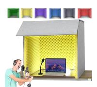 Cabina De Sonido De Escritorio De Fabricación Propia, Alta Densidad De 1,2 Cm: Absorción Y Aislamiento Acústico, Semicerrada, Para Transmisión En Vivo De Juegos Y Chat De Voz.,60 × 60cm,Yellow