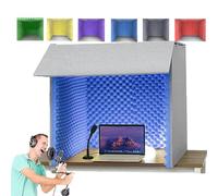 Cabina De Sonido De Escritorio De Fabricación Propia, Alta Densidad De 1,2 Cm: Absorción Y Aislamiento Acústico, Semicerrada, Para Transmisión En Vivo De Juegos Y Chat De Voz.,80 × 80cm,Blue