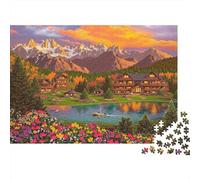 Cabina del Lago de la Montaña Rompecabezas 1000 Piezas Papel DIY Regalo Navidad Adultos Familia Acertijos Inteligentes Ilustrados 52x38cm/1000pcs