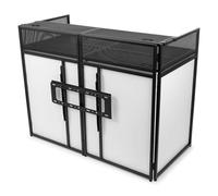 Vonyx DB6 Cabina de DJ Profesional con Soporte de TV - hasta 25 Kg, Pantalla de 65'', Licra Blanca o Negra Incluida, Bolsa de Transporte, un Sistema Completo e Ideal para DJ Profesionales, DJ Móviles
