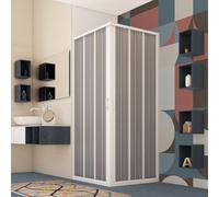 Forte BXF101001 Cabina de ducha flexible plegable angular de resina PVC, antical, reducible, resistente a los golpes, kit completo, 75 x 90 x 185 cm, color blanco, 75x90 cm