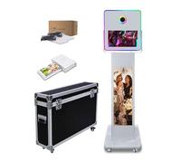 Cabina fotográfica con Pantalla LCD y Pantalla táctil de 15,6 Pulgadas, Soporte para Selfies, máquina fotográfica DSLR DIY con luz RGB para Eventos, Fiestas y Bodas (máquina + Impresora)