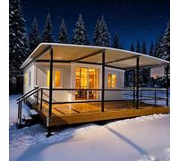 Cabina prefabricada portátil con Marco en A, Lista para Vivir | Pequeña casa modular expandible con porche delantero, dormitorio, baño y cocina, instalación rápida y amplia sala de estar