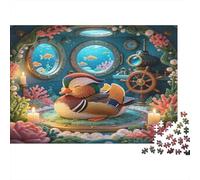 Cabina Submarina Pato Mandarín Puzzle de 1000 Piezas Papel para Adultos Mundo Acuático Puzzle para Toda la Familia Relajación Decoración Regalo 52x38cm/1000pcs