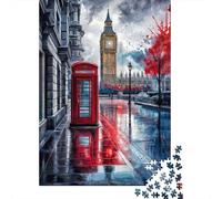 Cabina Telefónica Londres Puzzle de 1000 Piezas Juego de Puzzle 1000 Piezas Adultos Papel Calle Relajante Regalo 52x38cm/1000pcs