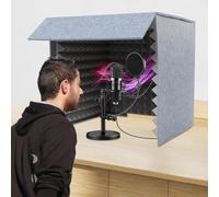 Cabina Vocal Insonorizada Portátil, Panel De Aislamiento De Micrófono Plegable De 23,6 Pulgadas para Grabación En Estudio, Panel De Absorción Vocal para Músicos Y Podcasters. Grey