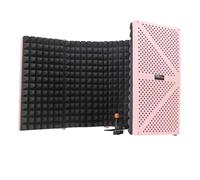 Cabina Vocal Portátil De 5 Paneles Plegable, Absorción De Sonido De Alta Densidad Y Reducción De Ruido Multicapa, Antirreverberación Y Antirreflejo, Para Cabina De Grabación.,Pink