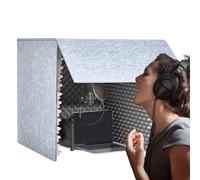Cabina vocal portátil para grabación insonorizada, escudo aislado para estudio de música y podcasts, cubierta de reducción de ruido de escritorio, caja de cabina de sonido DIY (gris, 31.49 pulgadas)