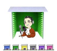cabine de gravação vocal portátil, caixa de cabine de isolamento para estúdio em casa, equipamento de gravação de microfone, para podcasts, trabalho-Green(80x80x80cm)