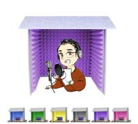 Cabine vocal insonorizada, escudo de isolamento portátil para secretária de estúdio e cabine de gravação, cobertura absorvente de som para gravação de áudio profissional-Purple(80x80x80cm)