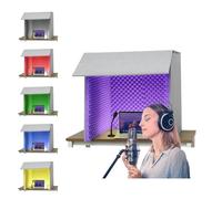 Cabine vocal insonorizada, escudo de isolamento portátil para secretária de estúdio e cabine de gravação, cobertura absorvente de som para gravação de áudio profissional-Purple(60×60×60cm)