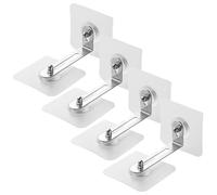 Cabinet Anti Tip Bracket - Transparent Furniture Fasteners 4 Pack | HIPS And Stainless Steel Material With Adhesive Design, Anti Fall Multipurpose Brackets For Cabinets, Bookcases