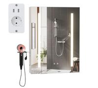 Cabinet LED Bathroom con espejo antivaho y estantes ajustables - 3 ahorro de espacio, soporte para secador de pelo, 3 tonos de iluminación montado en la pared para baños pequeños (50 x 15 x 70 cm)