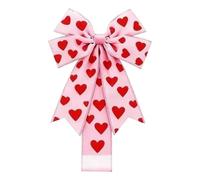Cabinet Ribbons - Large Red Heart Ornaments Valentine Bow Decorations | Decorative Ribbon Bows For Window Door Kitchen Wall Mirror Handle Box Party Supplies Home Decor Festive