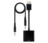 NanoCable 10.16.2001-BK - Conversor HDMI a SVGA con Audio, HDMI A/M-SVGA/H+Jack 3.5/H, Macho-Hembra, Negro, 10 cm+1 MTS