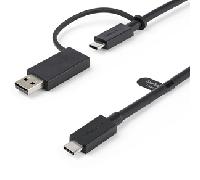 StarTech.com Cable USB-C de 1m con Llave Adaptador (Dongle) a USB-A - Cable Híbrido USB Tipo C a USBC (10Gbps y PD de 100W) o USBA (5Gbps) - Ideal Para Docking Stations Híbridas (USBCCADP)