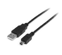 StarTech.com Cable USB de 2m para Cámara - 1x USB A Macho - 1x Mini USB B Macho - Adaptador Negro