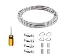 Cable Acero Cable de acero inoxidable 304 alta resistencia 1/8 pulgada y 3,0 mm, for jardín, barandilla, cerca alambre, kits rollo for cuerda tienda campaña al aire libre(30FT-9m)