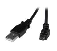 StarTech.com Cable Adaptador 2m USB A Macho a Micro USB B Macho Acodado en Ángulo hacia Abajo para Teléfono Móvil Smartphone Datos - Negro