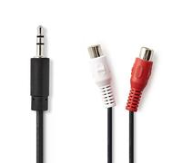 Cable Adaptador Audio Nedis 3.5mm Macho a 2x RCA Hembra 0.2m Negro