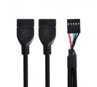 Cable adaptador CY USB de 9 pines y 10 pines, conector hembra para placa base a doble USB 2.0 hembra, 50 cm.