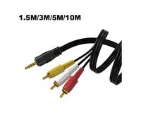 Cable adaptador de 1,5 m/3 m/5 m/10 m con conector jack macho de 3,5 mm a 3 RCA macho para música, audio y vídeo AV AUX, para altavoces,