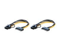 Cable adaptador de alimentación SATA de 15 pines a 8 pines (6+2), 20 cm, PCI-E, 15 pines y 8 pines para minería BTC.