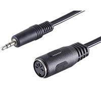 Cable adaptador de audio de 1 x 0,2 m con conector jack estéreo de 3,5 mm a conector DIN cúbico de 5 pines, ideal para equipos de estudio de instrumentos musicales de alta fidelidad.