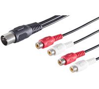 Cable adaptador de audio de 5 x 0,2 m con conector DIN de 5 pines a conector RCA de 4 pines, ideal para equipos de estudio con sistemas de música HiFi.
