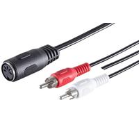 Cable adaptador de audio estéreo + tierra de 1 x 0,2 m con conector DIN de 5 pines a 2 conectores RCA, perfecto para equipos de estudio con sistemas de música HiFi