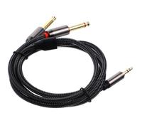 Cable Adaptador de Audio TRS 3,5mm a Doble 6,35mm de 1 M | Nylon Trenzado, Aleación de Zinc y Cobre, Conexión Plug And Play, para Estudio y Cabina Dj