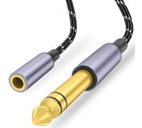 Cable adaptador de auriculares de 3,5 mm a 1/4, TRS 6,35 mm 1/4 macho a 3,5 mm 1/8 hembra adaptador de audio estéreo para amplificadores, guitarras, teclados, pianos, cine en casa, consolas de mezcla
