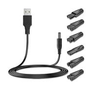 Cable adaptador de carga para el cabello con múltiple, juego de 6 piezas | Enchufe de entrada USB-a, conectores intercambiables de dos pines, confirma la forma del dispositivo y los requisitos
