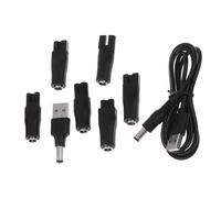 Cable adaptador de carga para el cabello con múltiple, juego de 7 piezas | Enchufe de entrada USB-a, conectores intercambiables de dos pines, confirma la forma del dispositivo y los requisitos