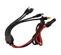 Cable adaptador de conector de panel solar 4 en 1 para XT60/DC5521/DC7909, 12AWG-18AWG para centrales eléctricas de hasta 280W36V, núcleo de cobre sin oxígeno, baja resistencia, resistente a los rayos