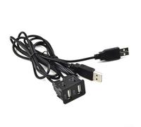 Cable adaptador de extensión USB dual de 100 cm, montaje empotrado para tablero de coche, panel de puerto USB para audio estéreo de coche y uso de vehículos de motor
