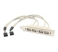 Cable adaptador de placa base USB 2.0 de 4 puertos a 2 para puerto, extensión interna de 30 cm con conectores con muescas para un ajuste seguro, y soporte de expansión para PC, blanco (4 para puerto