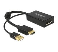 Delock Adaptador HDMI con Alimentación USB a DisplayPort 1.2 Macho/Hembra 25cm