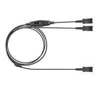 Cable adaptador divisor en Y de entrenamiento QD con control de silencio y volumen, compatible con auriculares de desconexión rápida Plantronics para centro de llamadas, supervisor, oficina