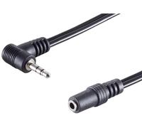 Cable adaptador estéreo de 0,2 m con conector jack en ángulo negro de 2,5 mm a 3,5 mm, ideal para dispositivos de audio con auriculares de alta fidelidad.