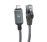 Cable adaptador Ewent EC2002 USB-C 3.2 Gen1 a RJ45 CAT6 FTP 2m Negro 1Gbps