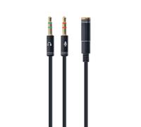 CABLE ADAPTADOR GEMBIRD-HEMBRA 4PINES 3,5MM A 2 STEREO 3,5MM NEGRO, C.METALIC