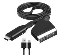 Cable Adaptador SCART a HDMI, Convertidor Euroconector a HDMI Todo en uno | Conversor SCART de 1080p 60 Hz, apto para PAL/NTSC/SECAM, Plug & Play, conectores dorados, cable de 1 m con alimentación USB